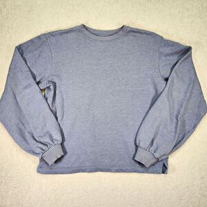 So Lounge Life Women’s XS Crewneck Pullover Sweatshirt Gray Fleece Ribbed Sleeve